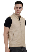Men's Reversible Jacket in Linen Look / Matt Poly Fabric