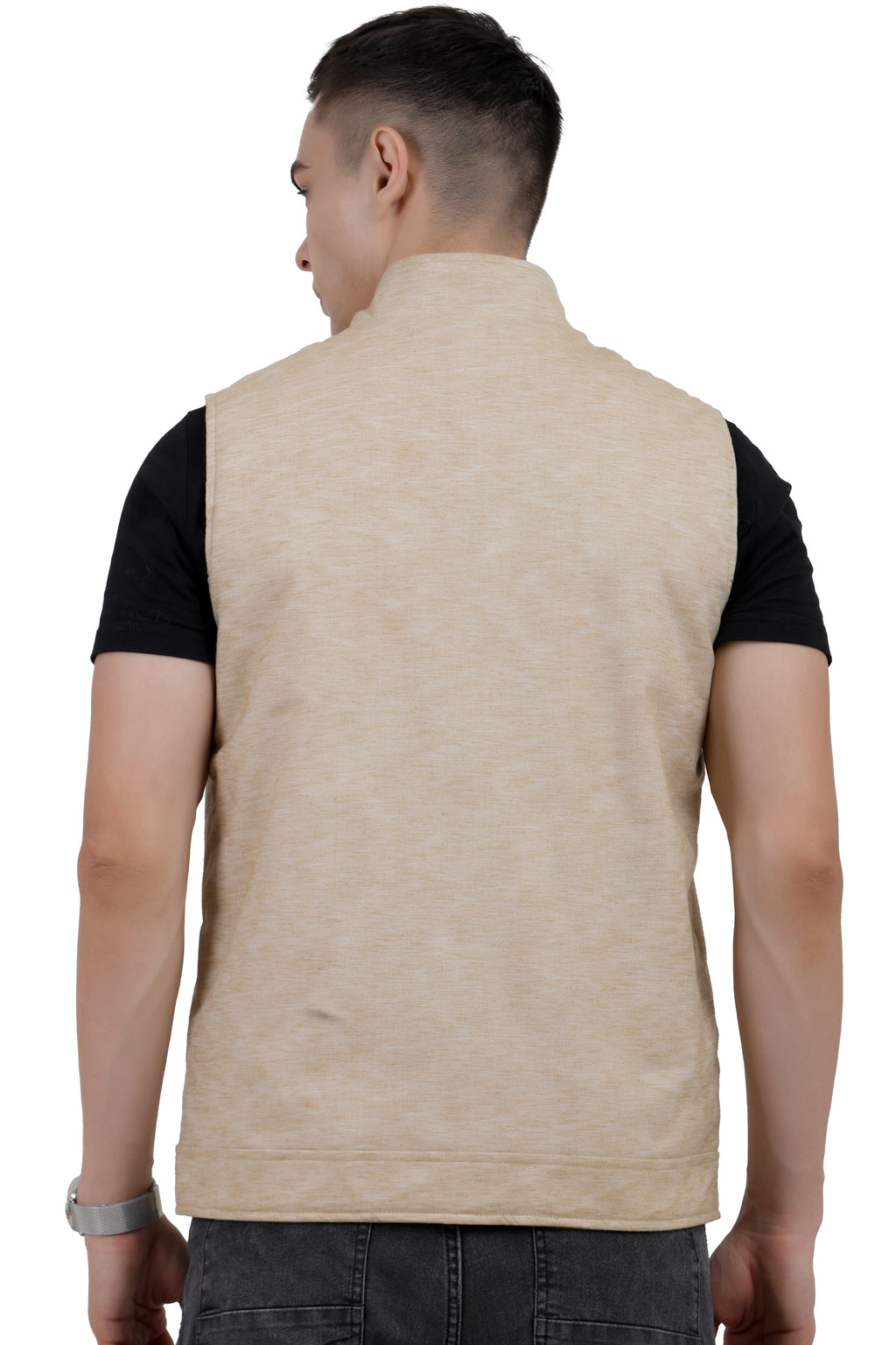 Men's Reversible Jacket in Linen Look / Matt Poly Fabric
