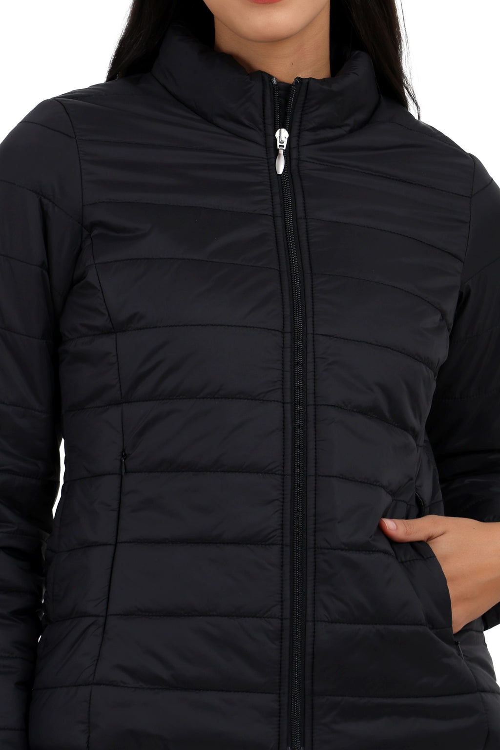 Women's Quilted Jacket in Concealed Zipper Pocket