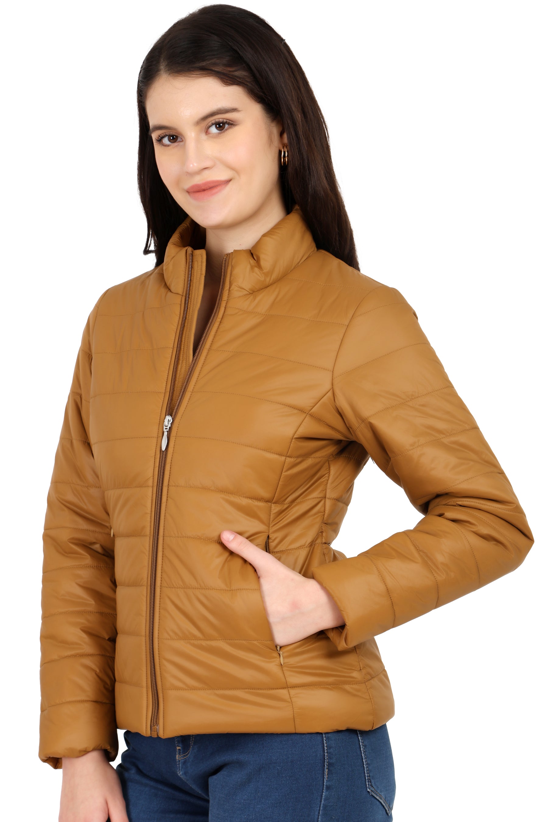 Women's Quilted Jacket in Concealed Zipper Pocket