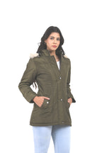 Women's Quilted Parka Jacket With Removable Hood