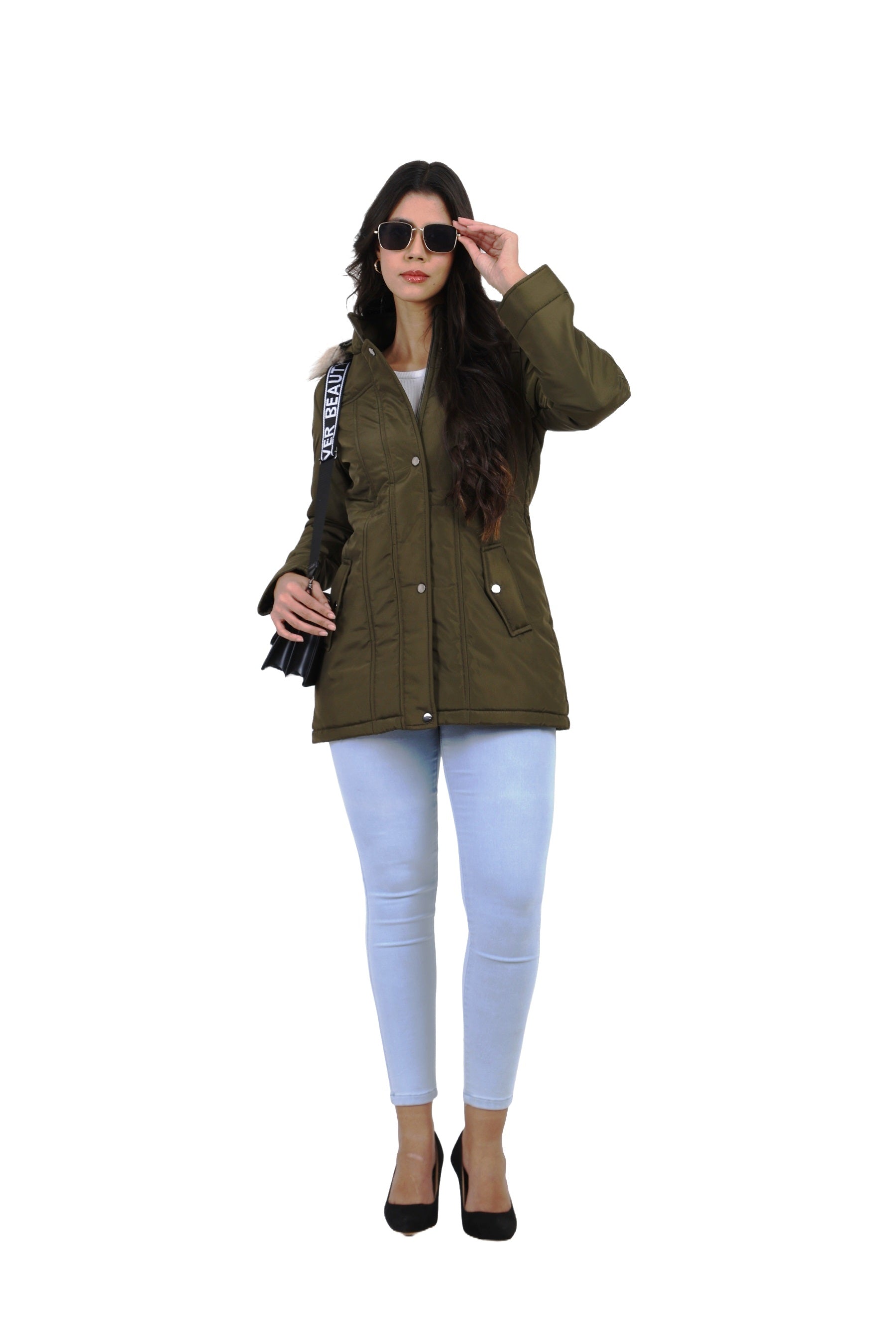 Women's Quilted Parka Jacket With Removable Hood