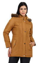 Women's Quilted Parka Jacket With Removable Hood
