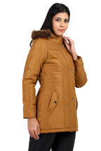 Women's Quilted Parka Jacket With Removable Hood