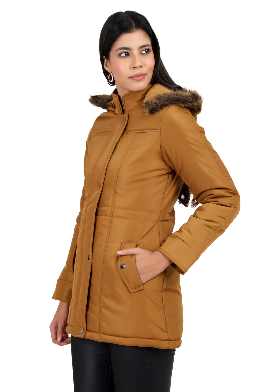 Women's Quilted Parka Jacket With Removable Hood