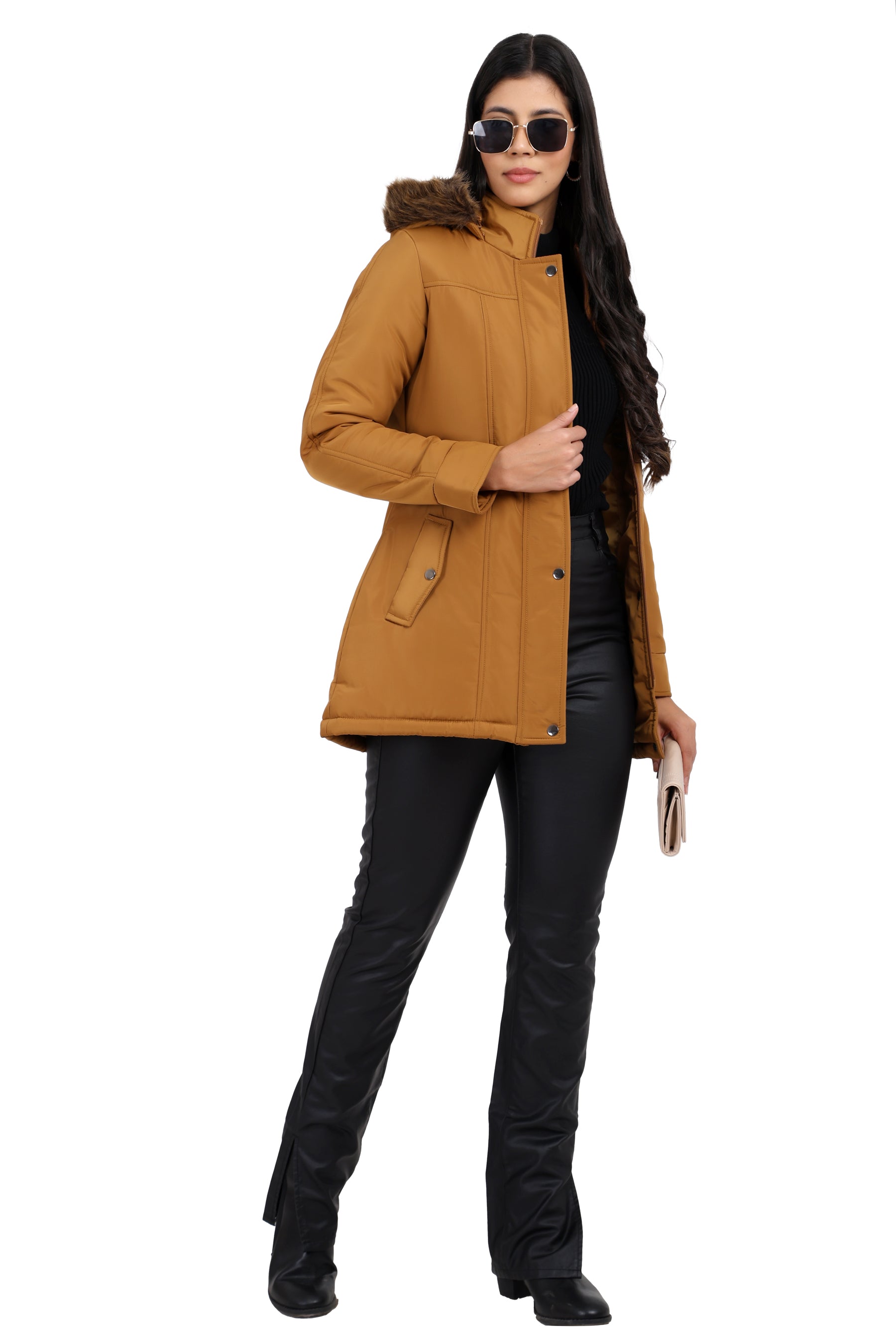 Women's Quilted Parka Jacket With Removable Hood