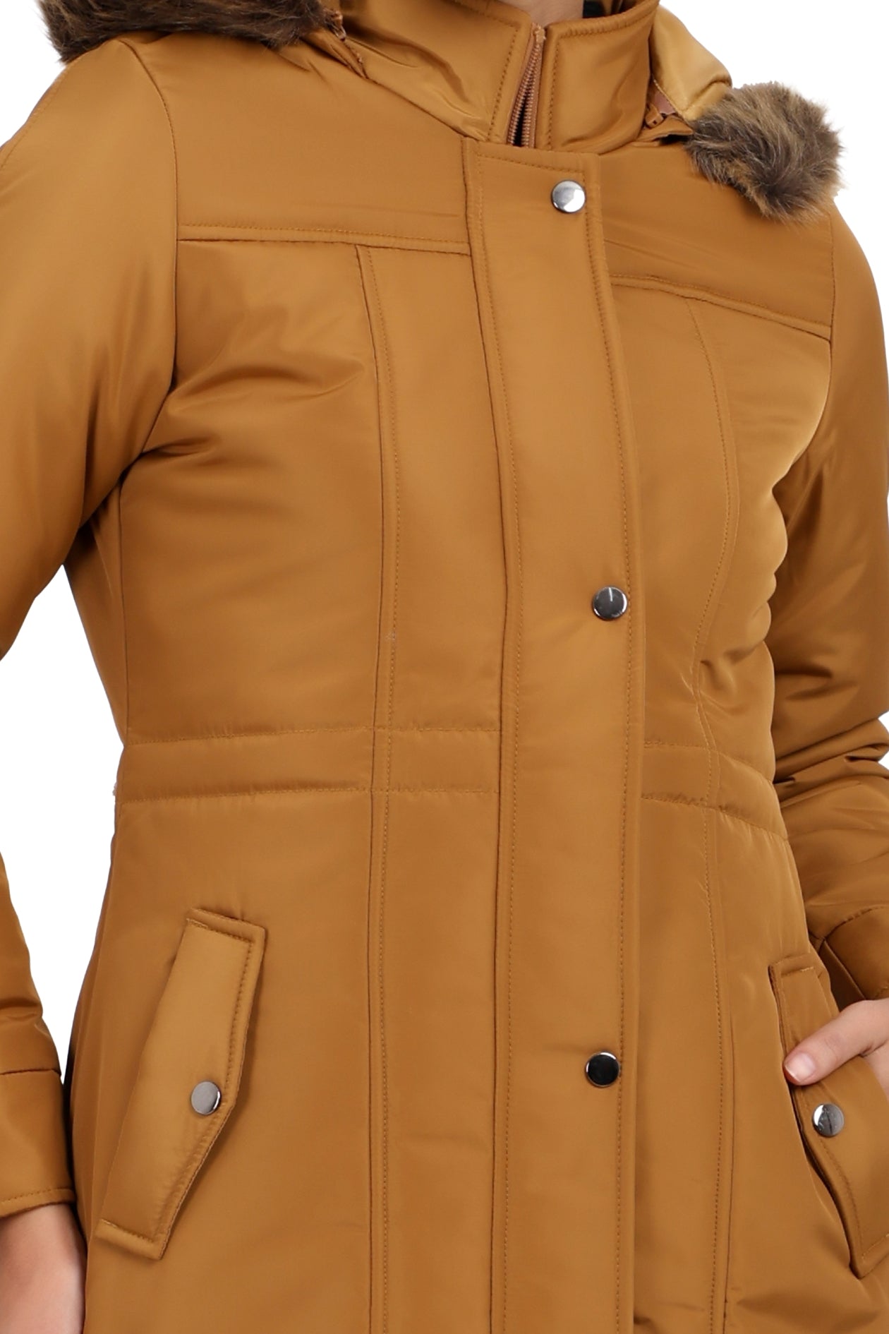 Women's Quilted Parka Jacket With Removable Hood