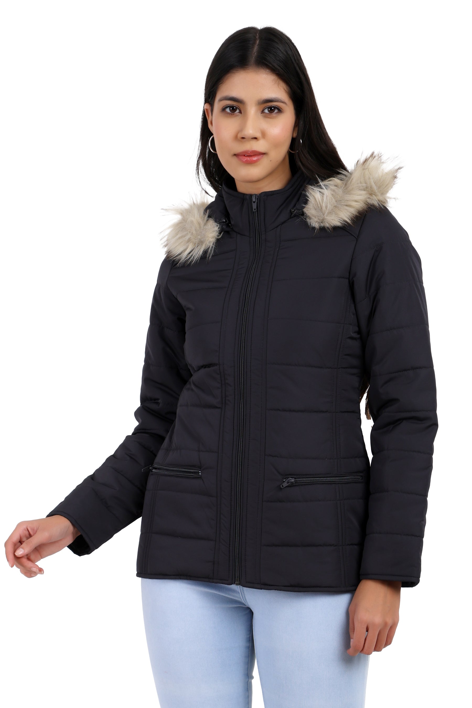 Women's Quilted Jacket in Matt Poly Fabric