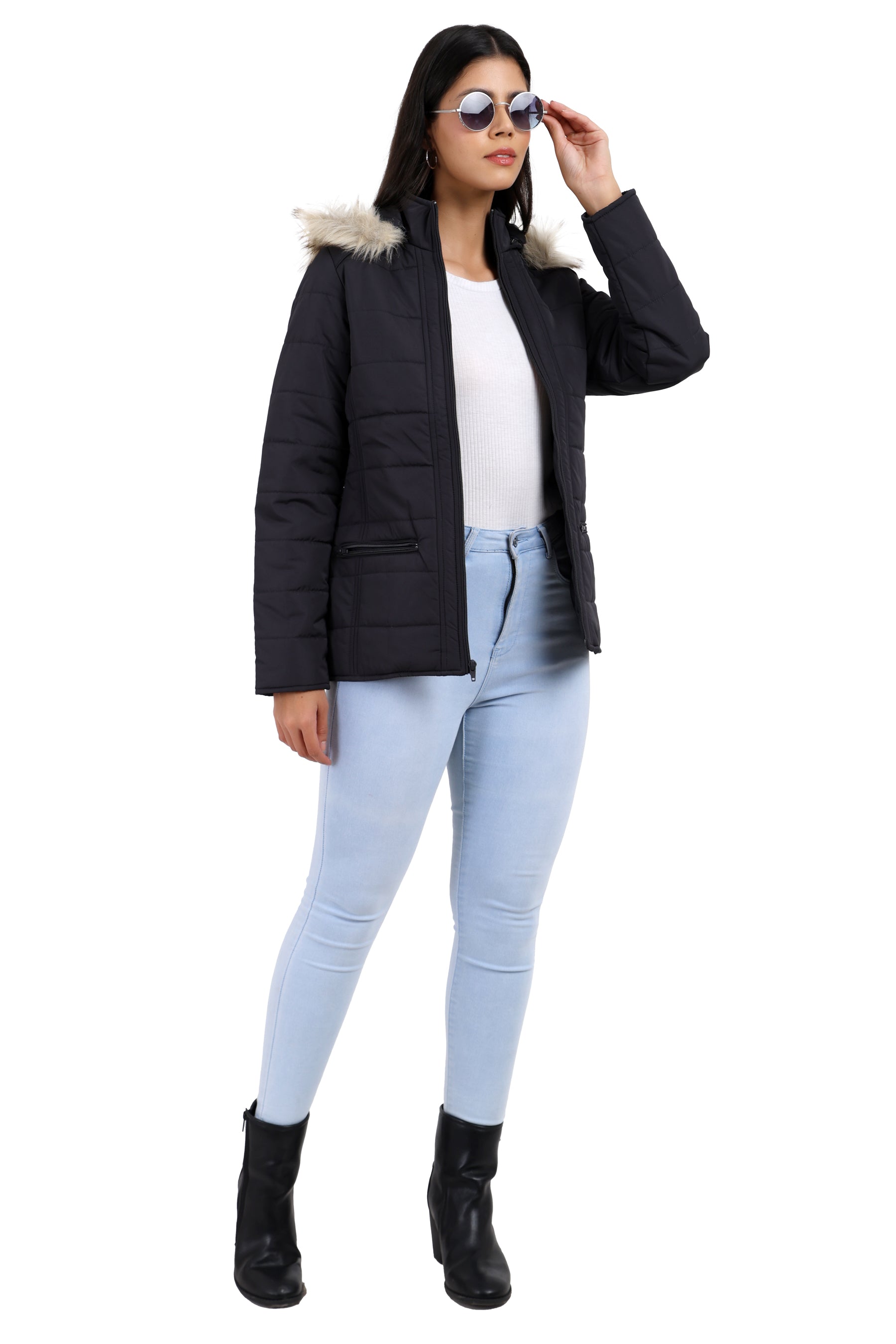 Women's Quilted Jacket in Matt Poly Fabric