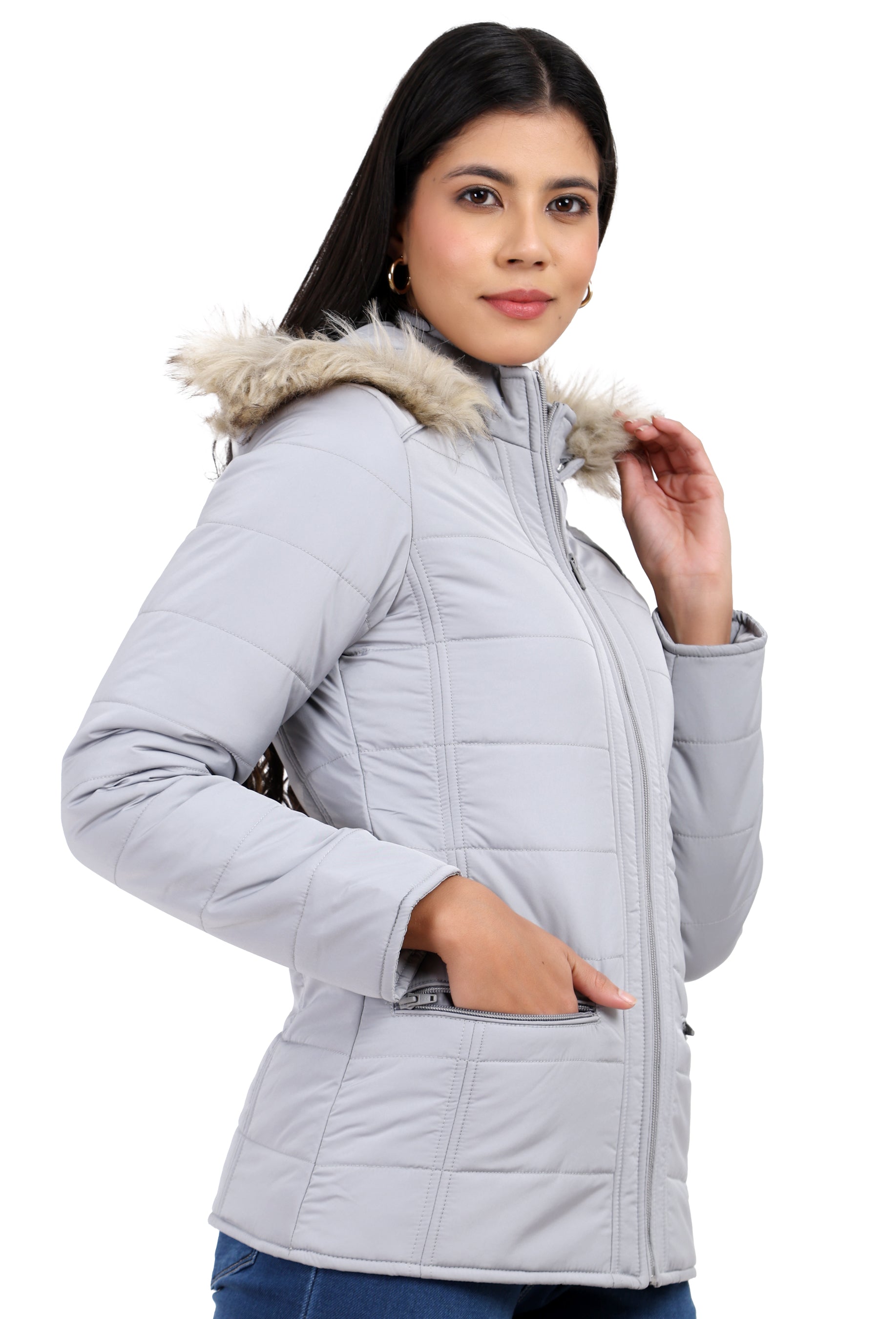 Women's Quilted Jacket in Matt Poly Fabric