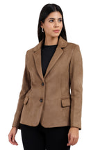 Women's Short Coat in Scuba Suede Fabric