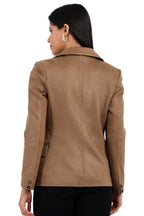 Women's Short Coat in Scuba Suede Fabric