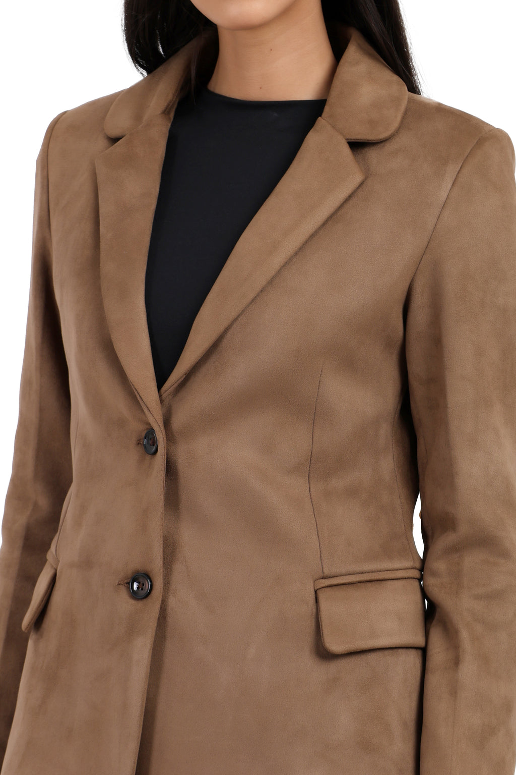 Women's Short Coat in Scuba Suede Fabric
