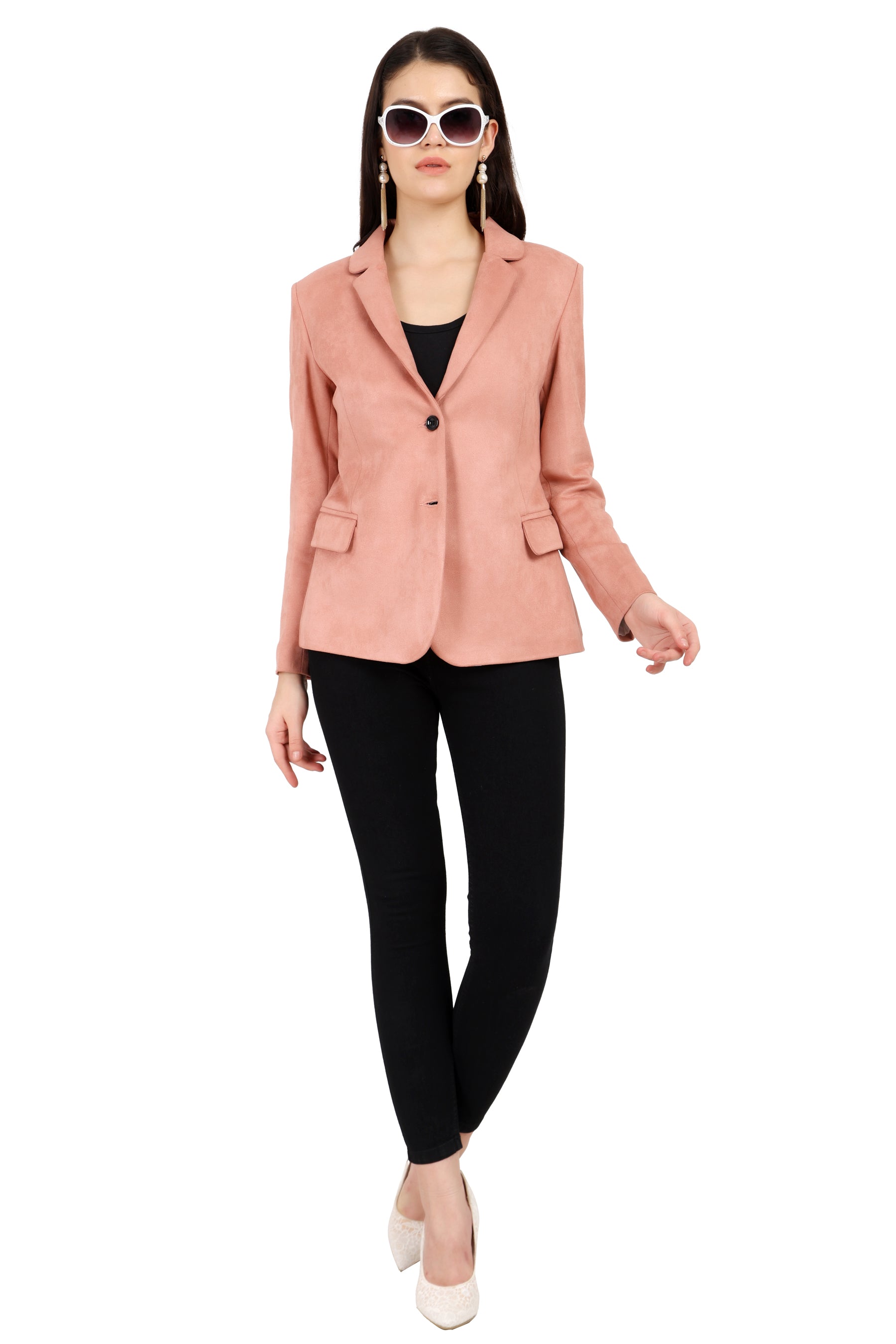 Women's Short Coat in Scuba Suede Fabric
