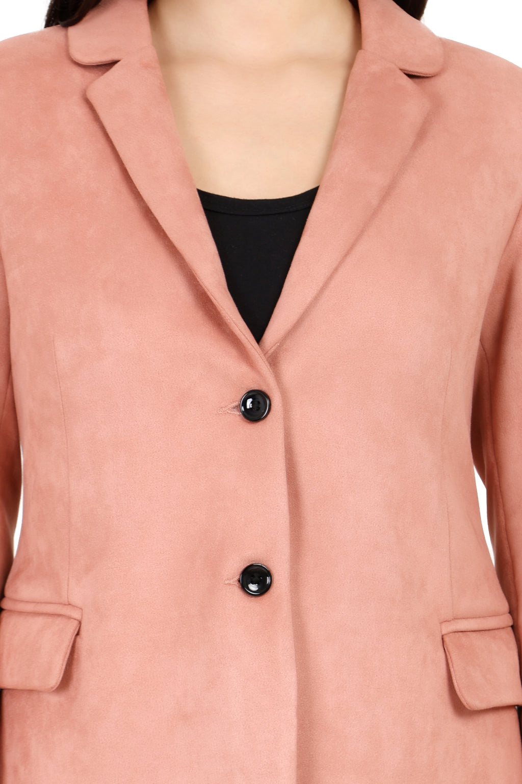 Women's Short Coat in Scuba Suede Fabric