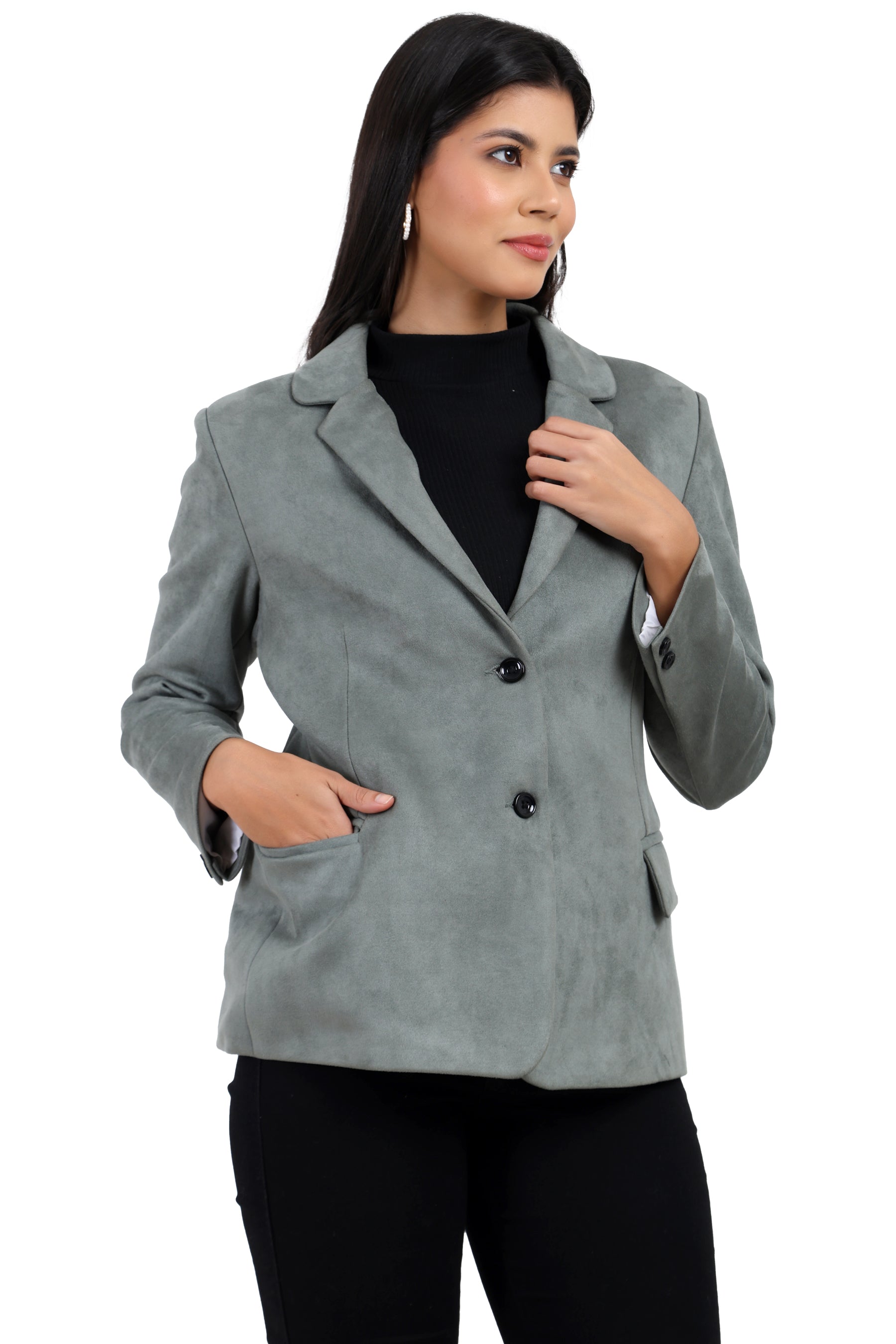 Women's Short Coat in Scuba Suede Fabric