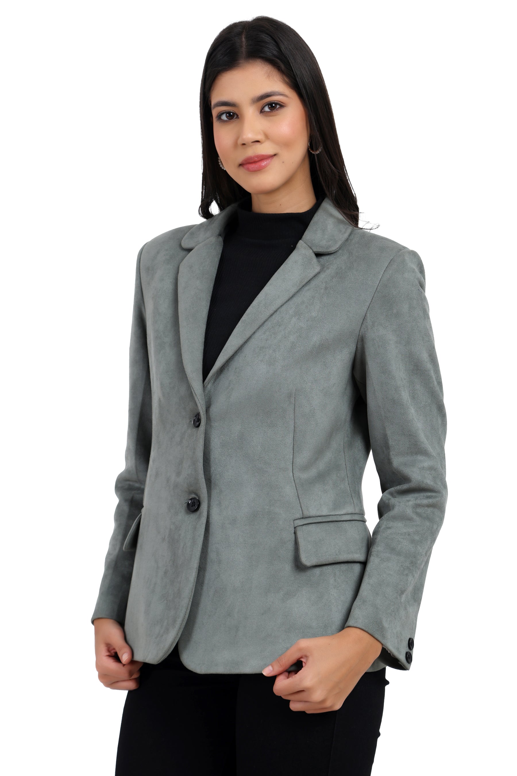 Women's Short Coat in Scuba Suede Fabric