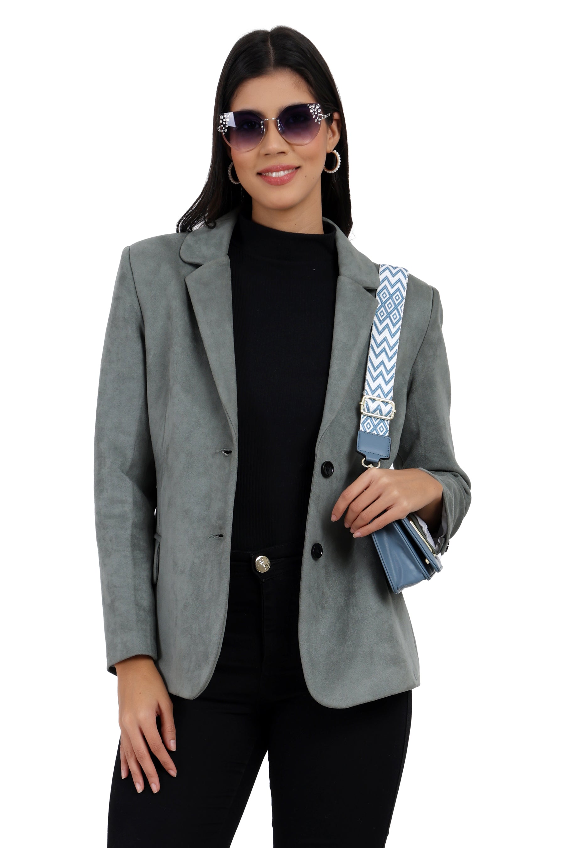 Women's Short Coat in Scuba Suede Fabric