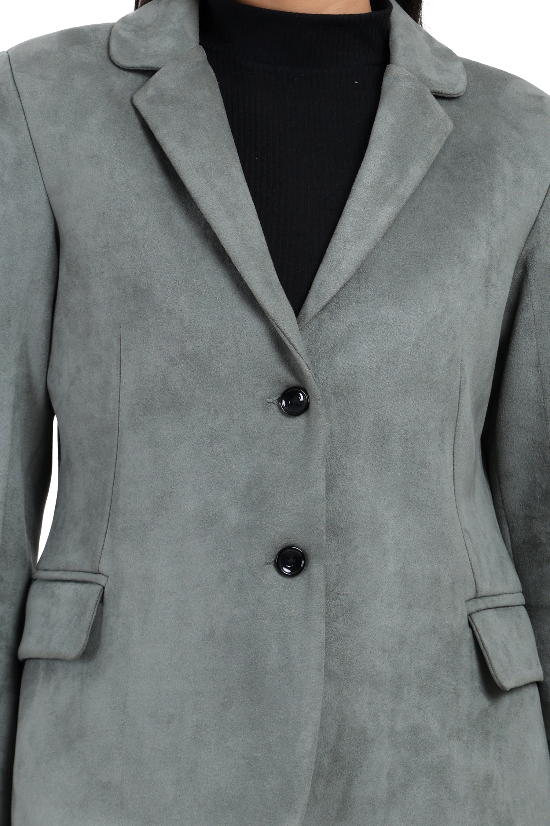 Women's Short Coat in Scuba Suede Fabric