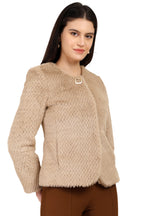Women's Short Coat in Fur Fabric