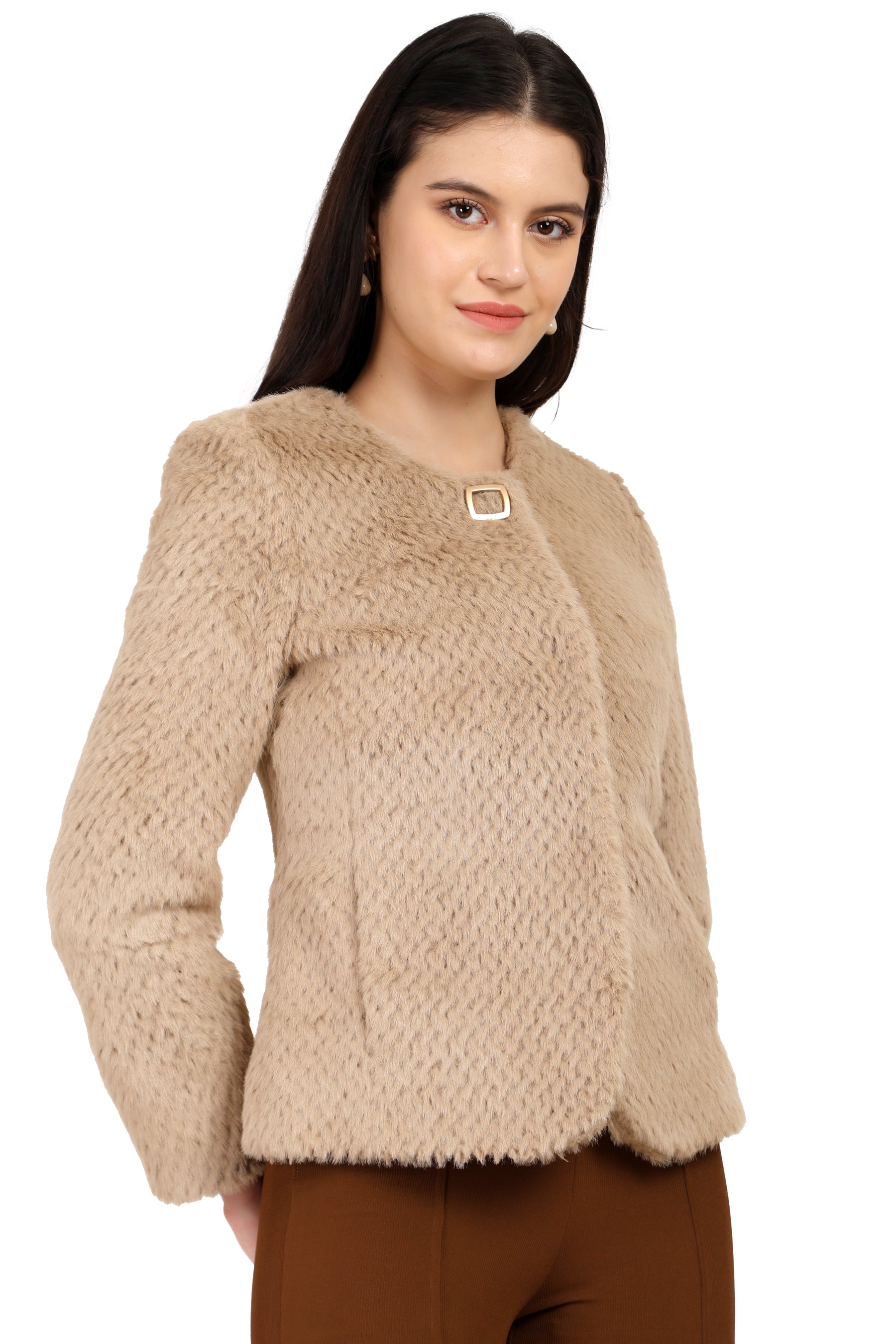 Women's Short Coat in Fur Fabric