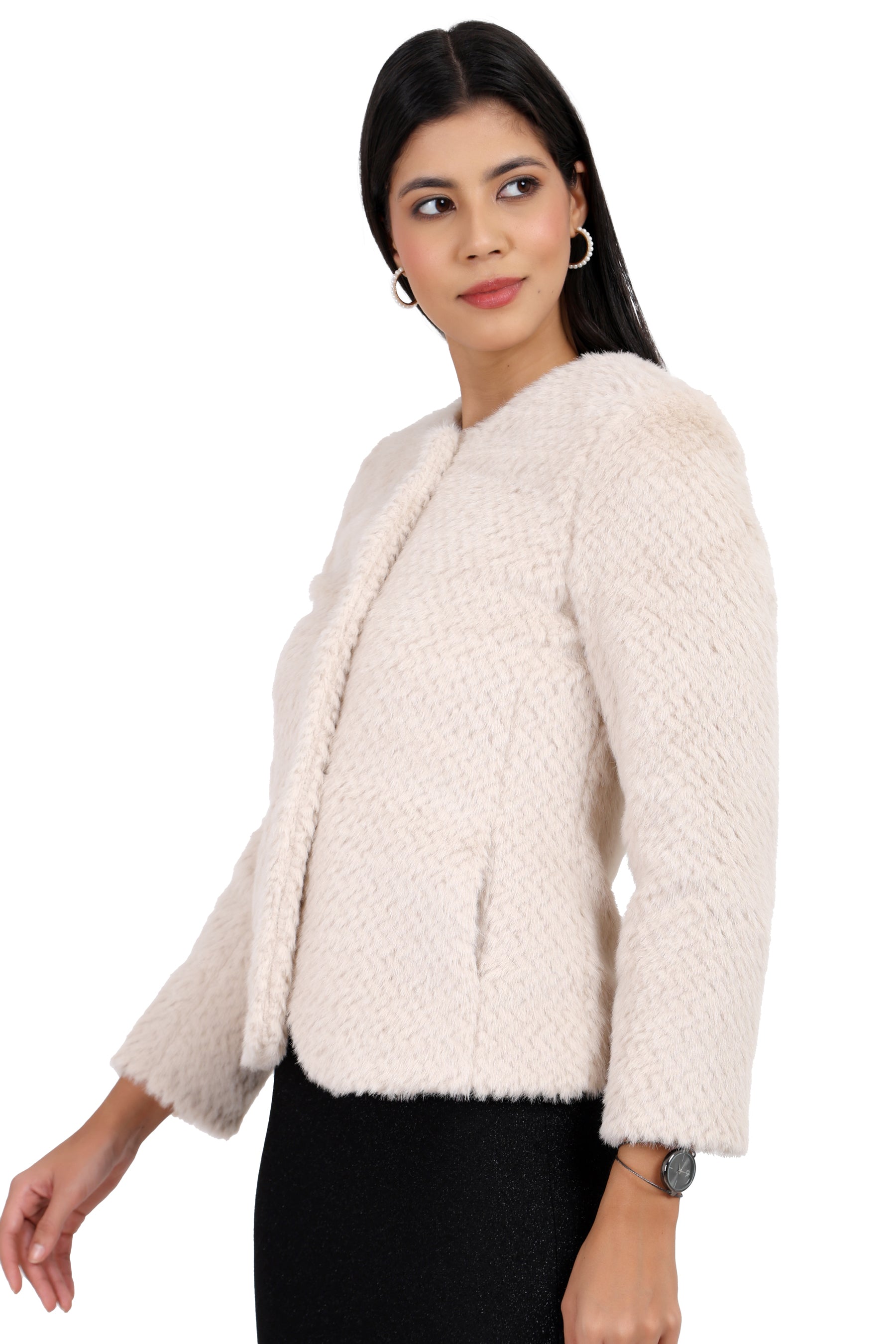 Women's Short Coat in Fur Fabric