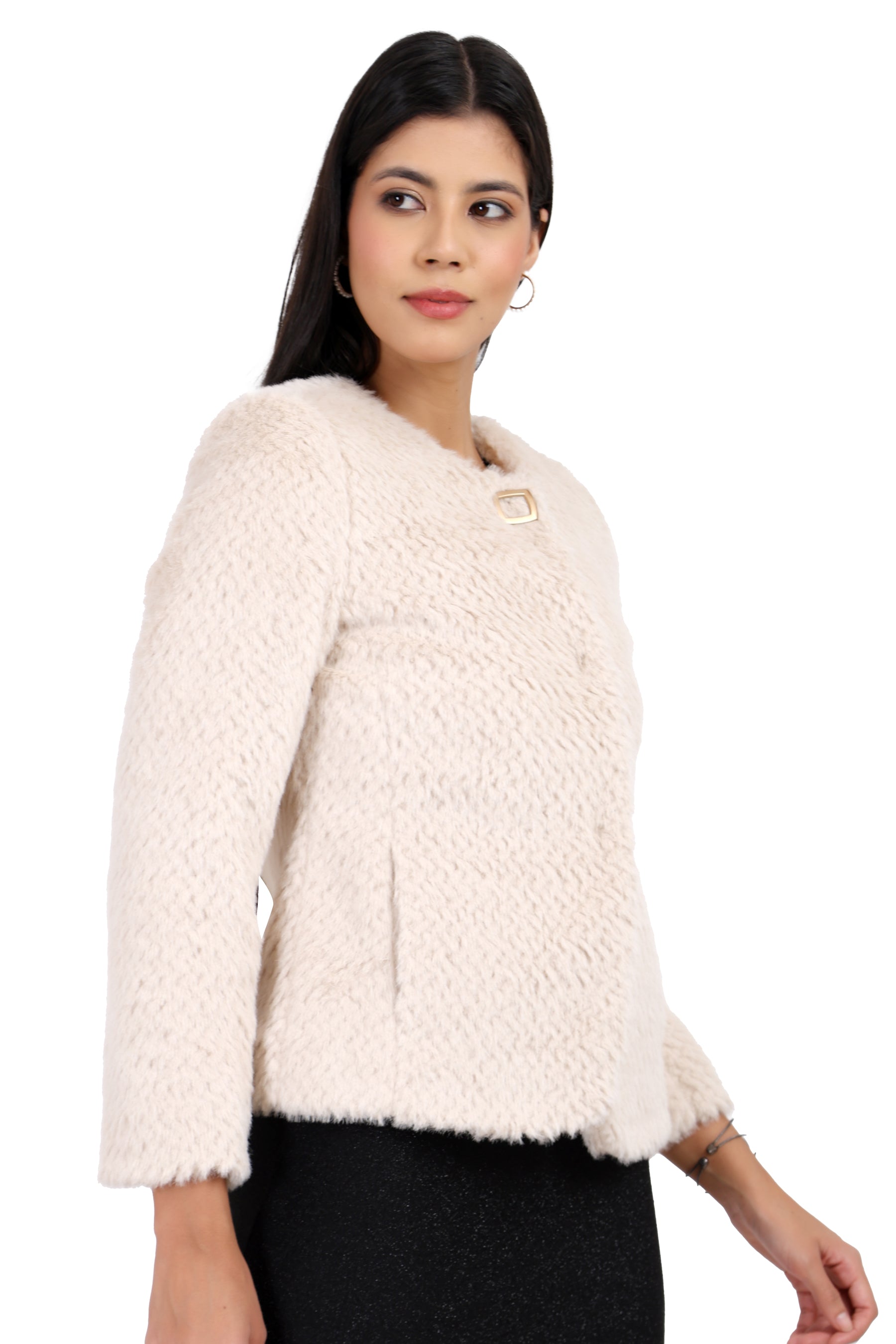 Women's Short Coat in Fur Fabric