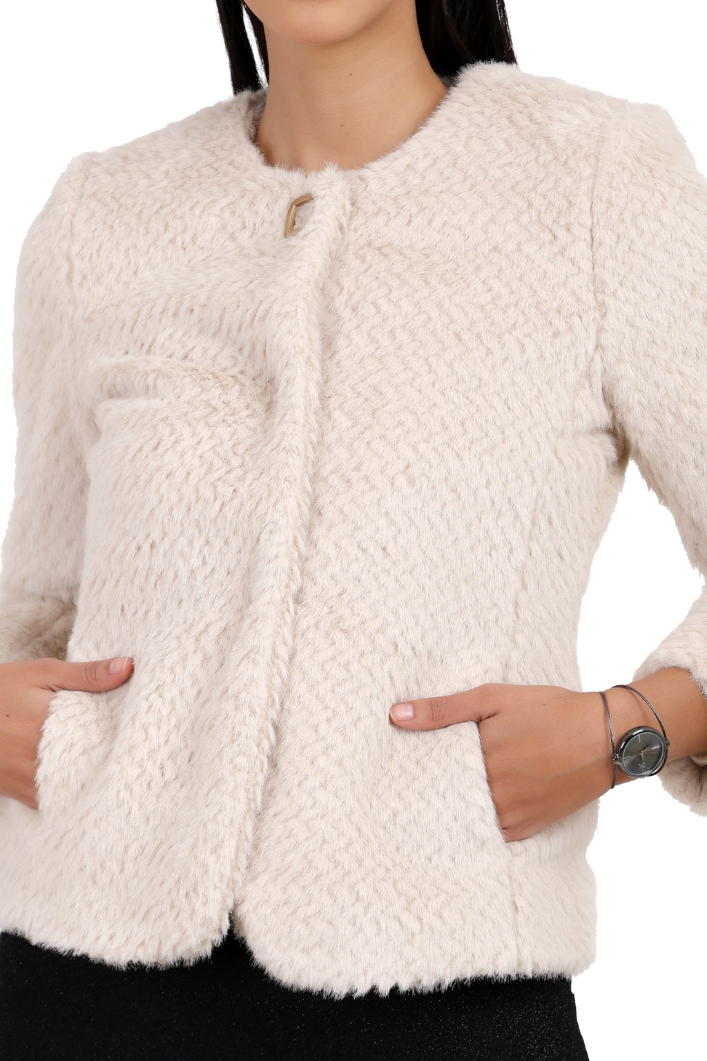 Women's Short Coat in Fur Fabric