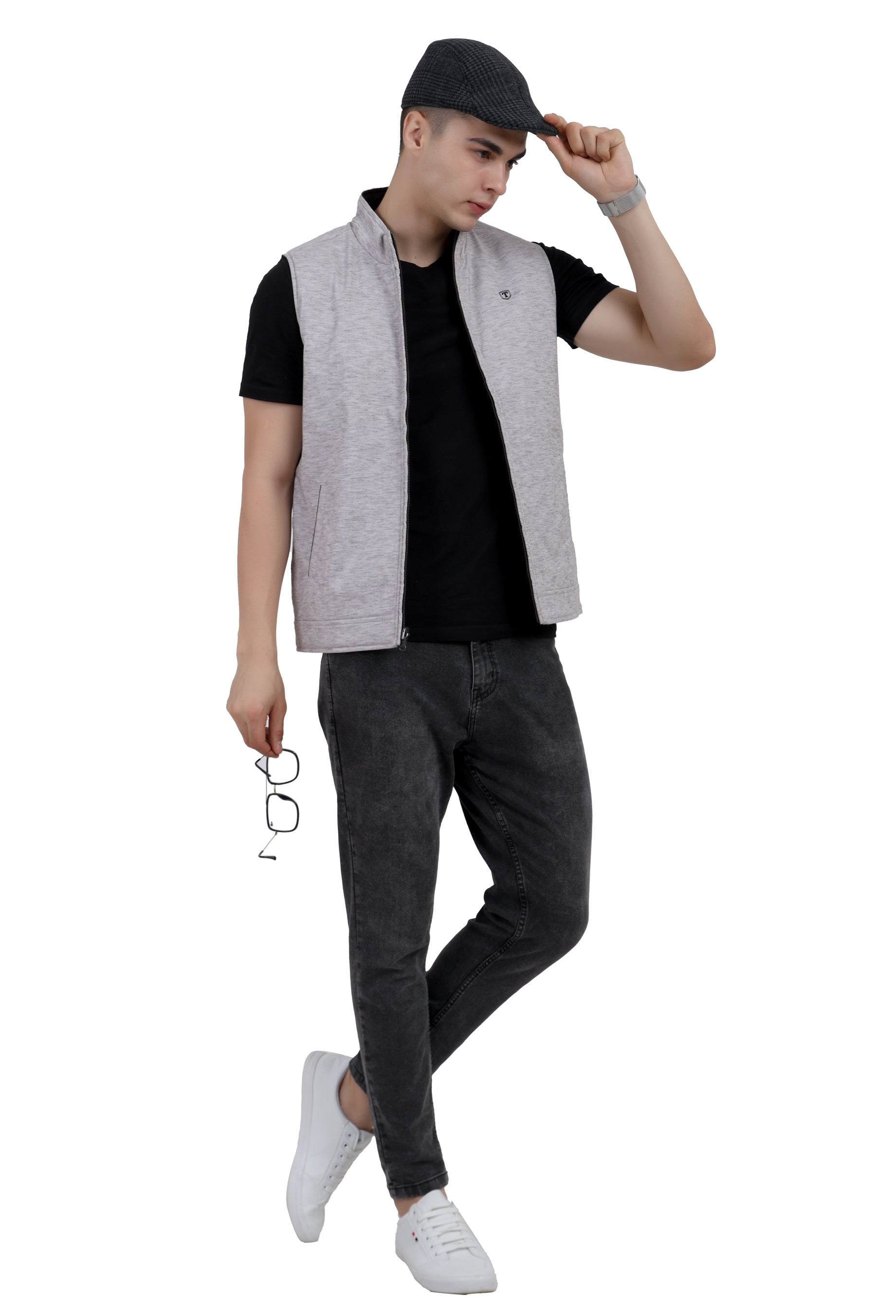 Men's Reversible Jacket in Linen Look / Matt Poly Fabric