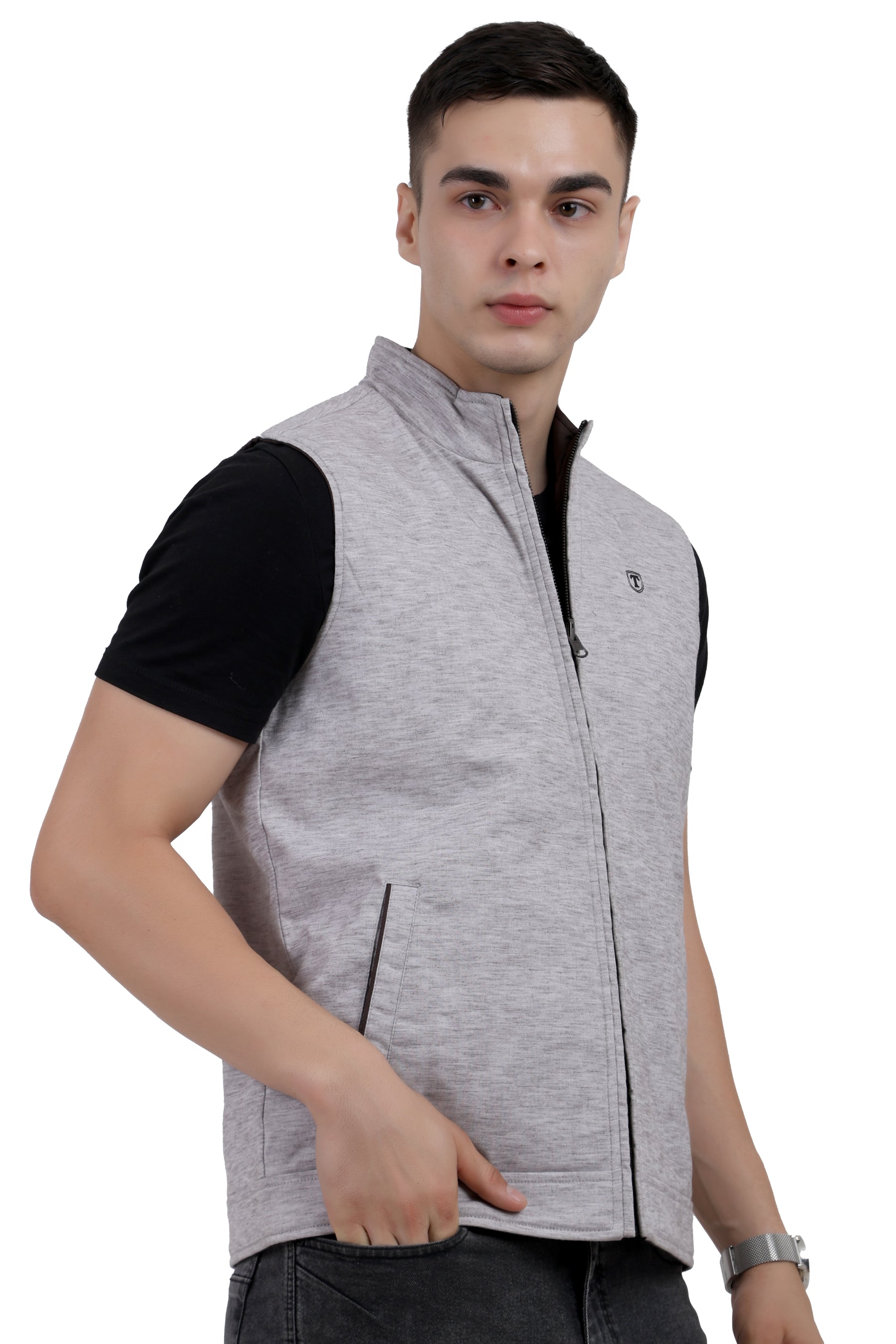Men's Reversible Jacket in Linen Look / Matt Poly Fabric
