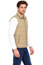 Men’s Quilted Jacket with Folding Collar & Zippered Pockets