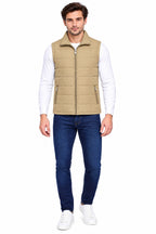 Men’s Quilted Jacket with Folding Collar & Zippered Pockets