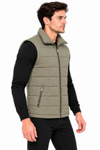Men’s Quilted Jacket with Folding Collar & Zippered Pockets