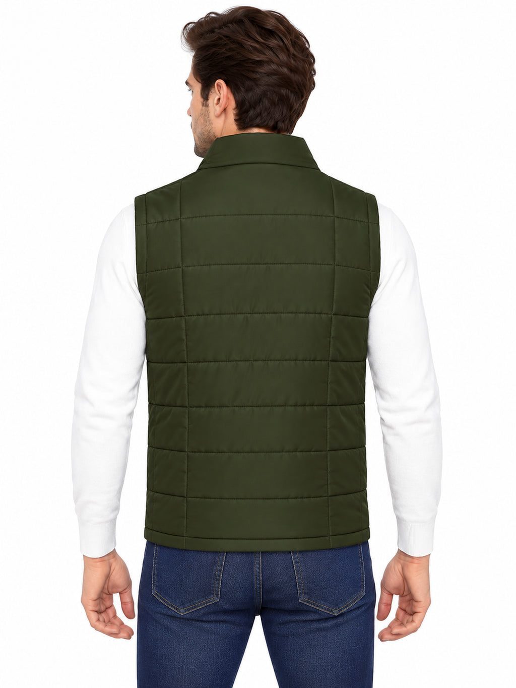 Men’s Quilted Jacket with Folding Collar & Zippered Pockets