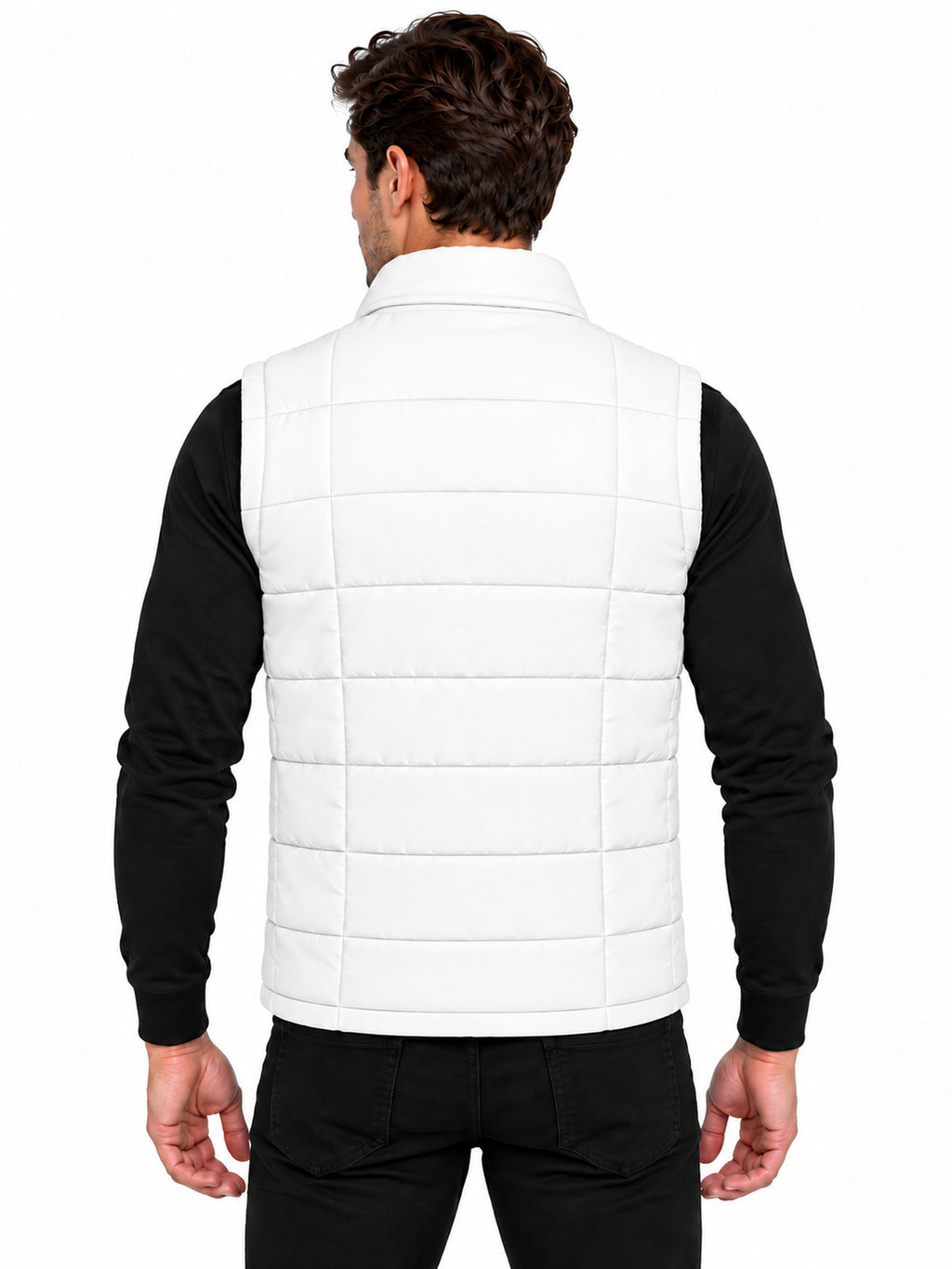 Men’s Quilted Jacket with Folding Collar & Zippered Pockets