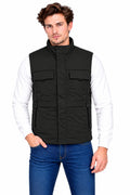 Men’s Quilted Poly Twill Sleeveless Jacket with 4 Utility Pockets & Stand Collar