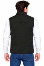 Men’s Quilted Poly Twill Sleeveless Jacket with 4 Utility Pockets & Stand Collar