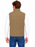 Men’s Quilted Poly Twill Sleeveless Jacket with 4 Utility Pockets & Stand Collar