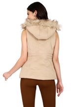 Quilted Sleeveless Jacket With Removable Hood