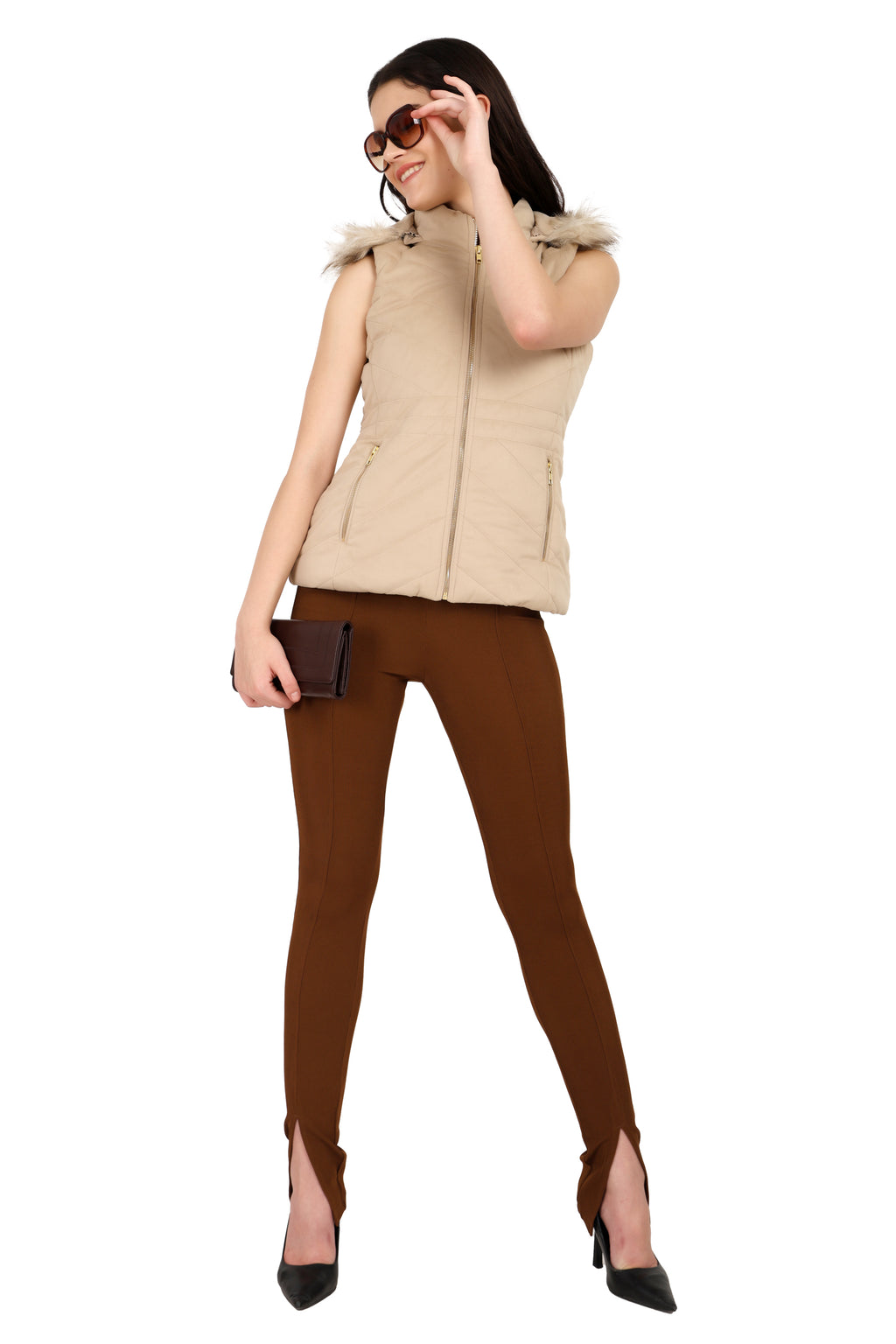 Quilted Sleeveless Jacket With Removable Hood