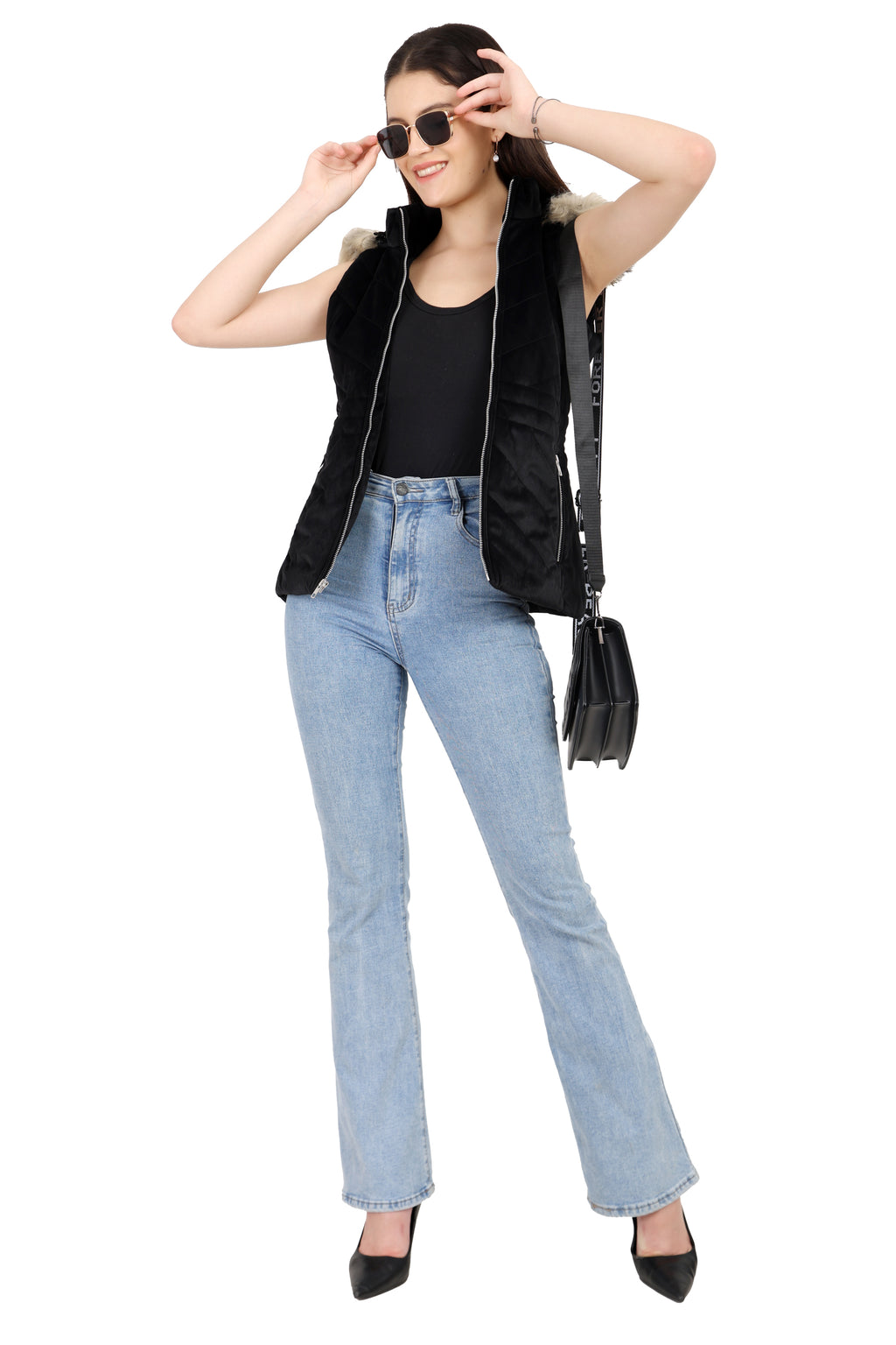 Quilted Sleeveless Jacket With Removable Hood