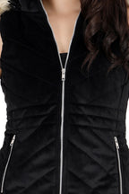 Quilted Sleeveless Jacket With Removable Hood