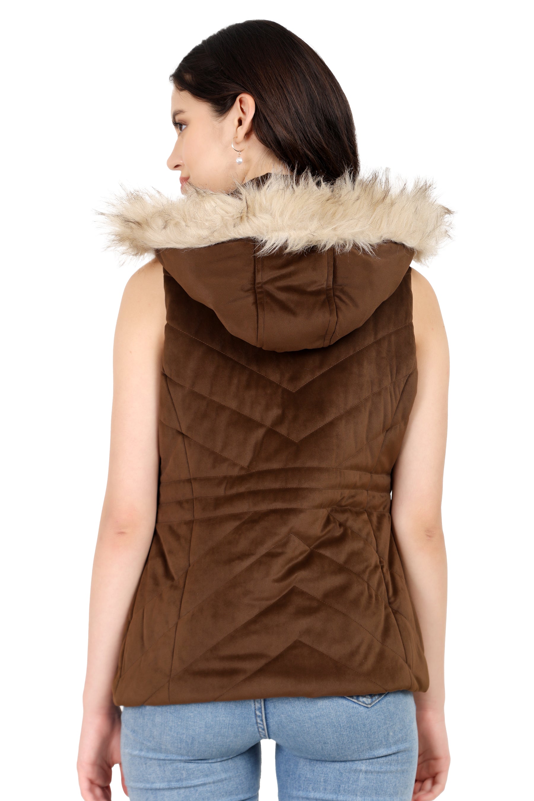 Quilted Sleeveless Jacket With Removable Hood