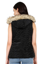 Trufit Women's Quilted Sleeveless PU Textured Jacket
