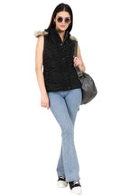 Trufit Women's Quilted Sleeveless PU Textured Jacket
