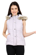 Trufit Women's Quilted Sleeveless PU Textured Jacket