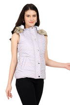 Trufit Women's Quilted Sleeveless PU Textured Jacket