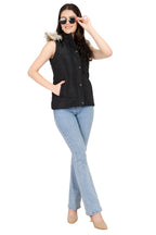 Quilted Polyester Sleeveless Jacket with Removable Hood