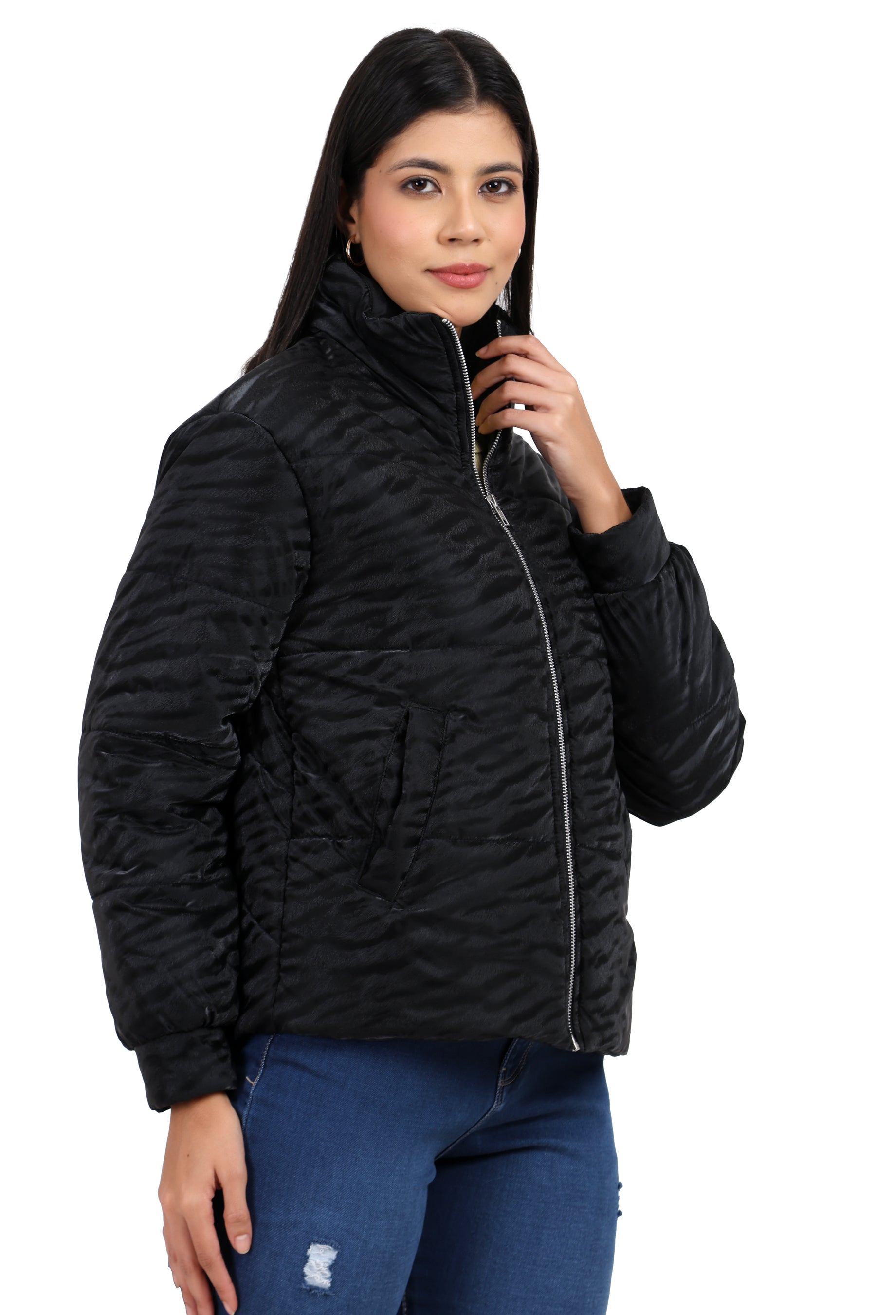 Women's Quilted Loose Fit Crop Jacket
