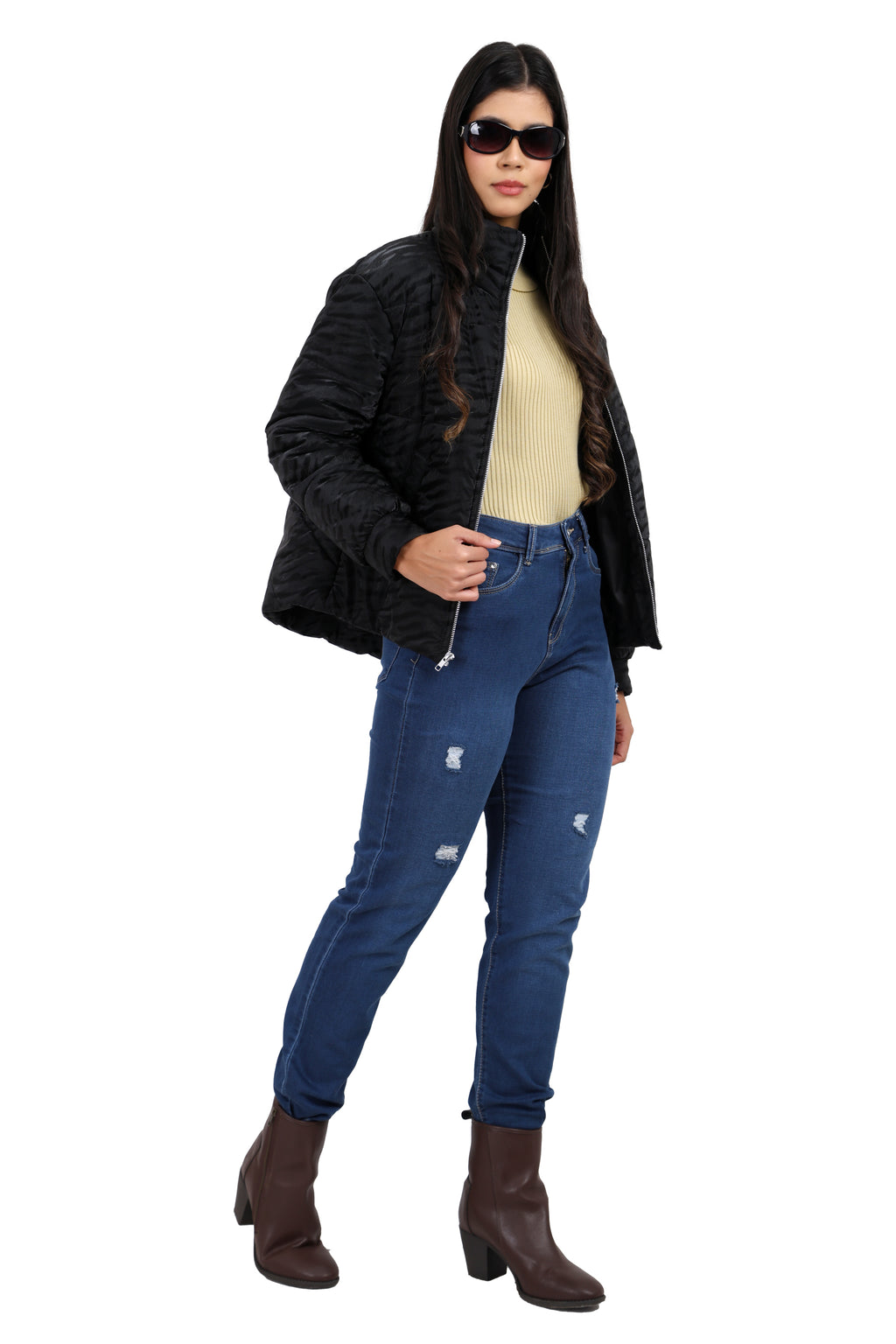 Women's Quilted Loose Fit Crop Jacket